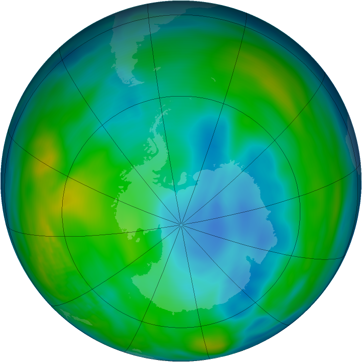 Antarctic ozone map for 16 June 1985